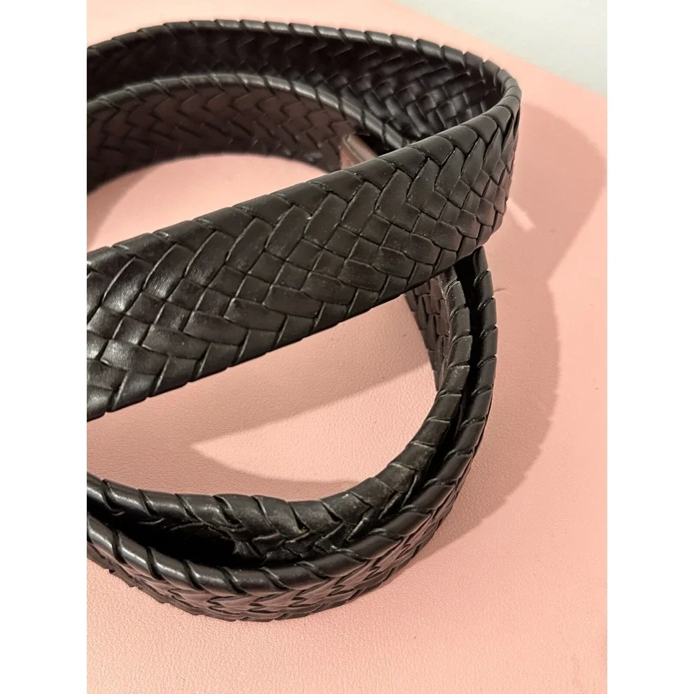 Wrangler Woven Leather Belt Black Brown Mens Adjustable 48